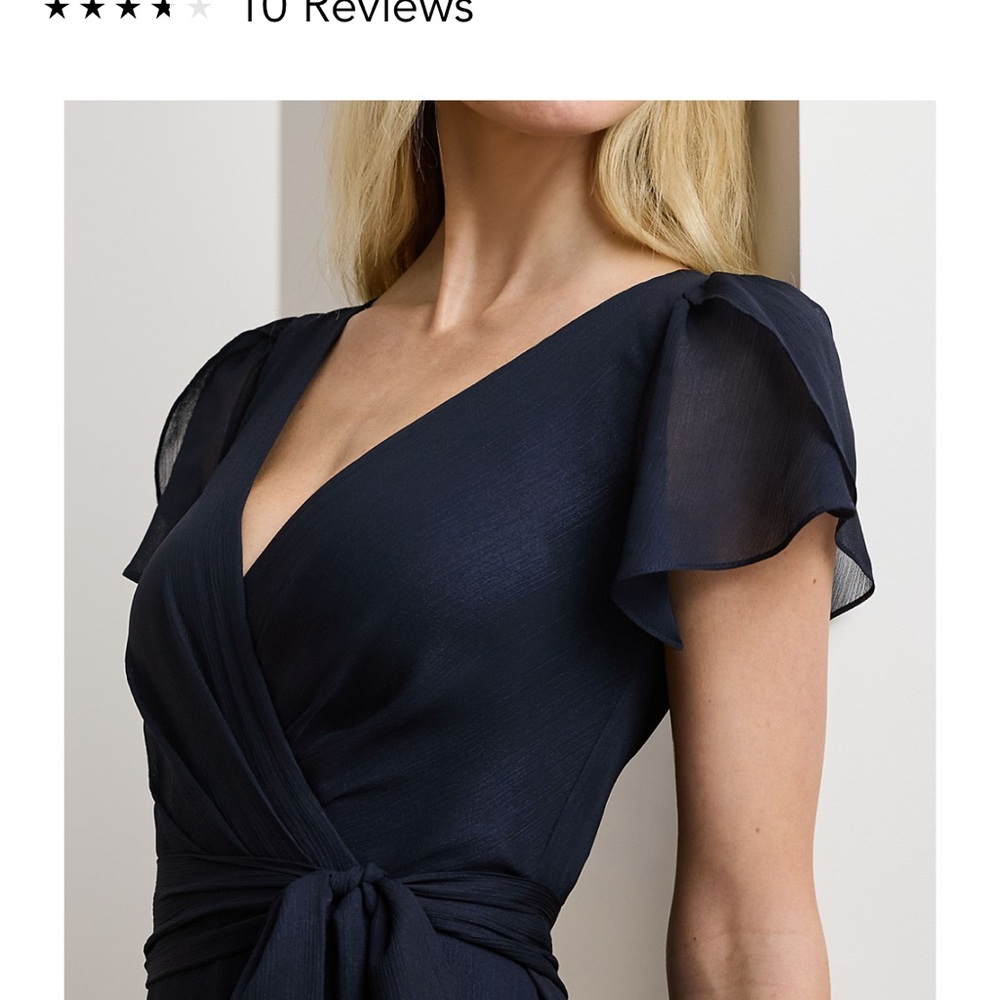 Lauren Ralph Lauren Ruffle trim metallic chiffon gown - Picture 5 of 5